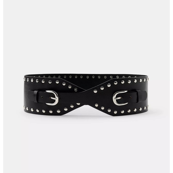 ZARA 100% LEATHER STUDDED WAIST BELT